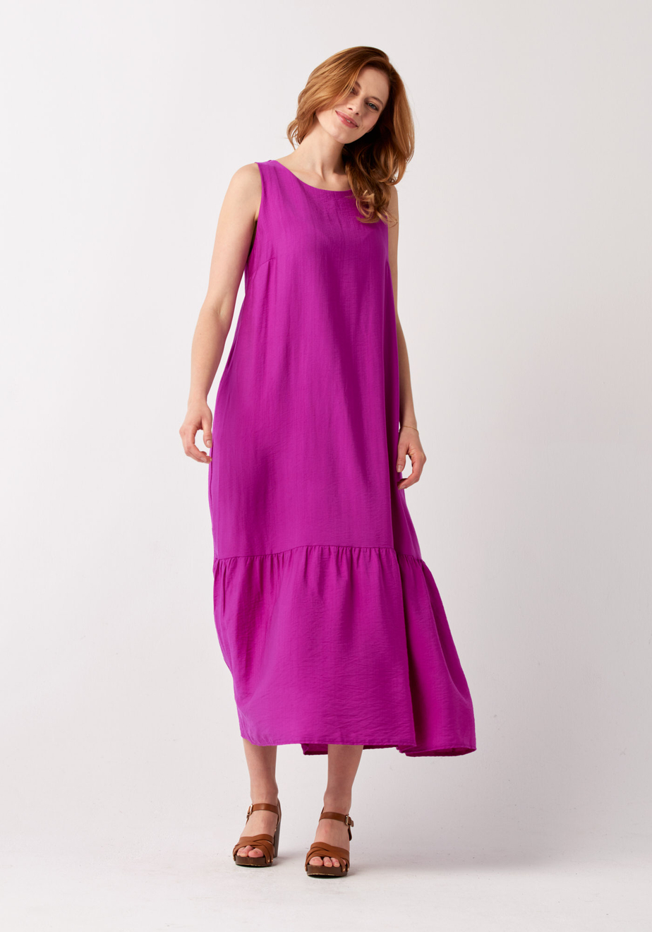 Długa różowa sukienka bez rękawów 1225