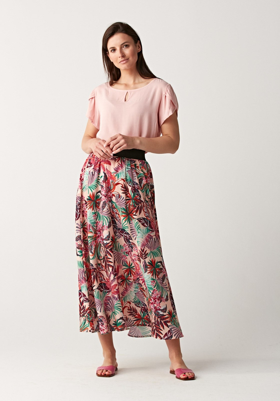 Różowa spódnica w liście 2049