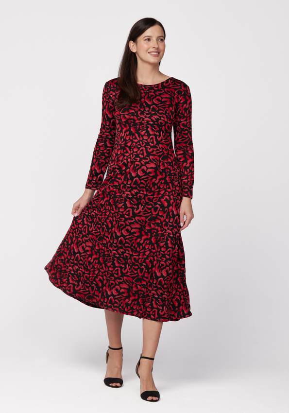 Midi sukienka w czerwoną panterkę 1894