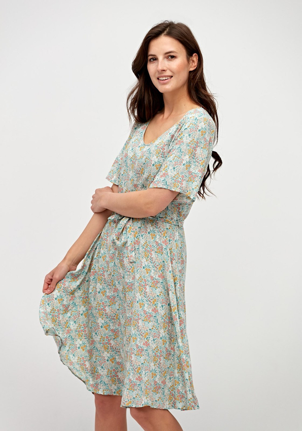 Wiązana błękitna sukienka 1104