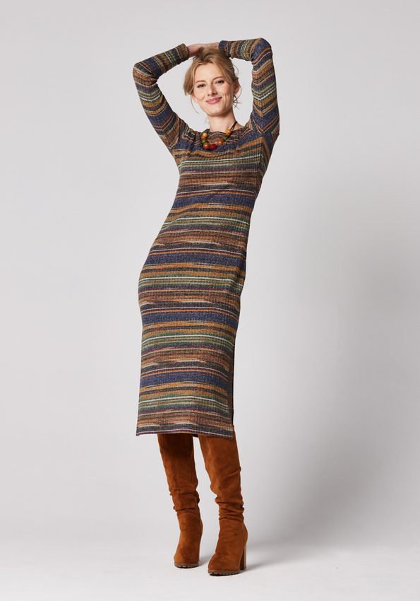 Kolorowa sukienka w paski 1889