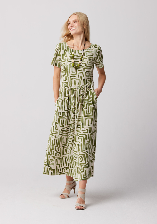Sukienka w oliwkowy wzór 1396