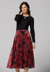 Midi spódnica w czerwone kwiaty 2024