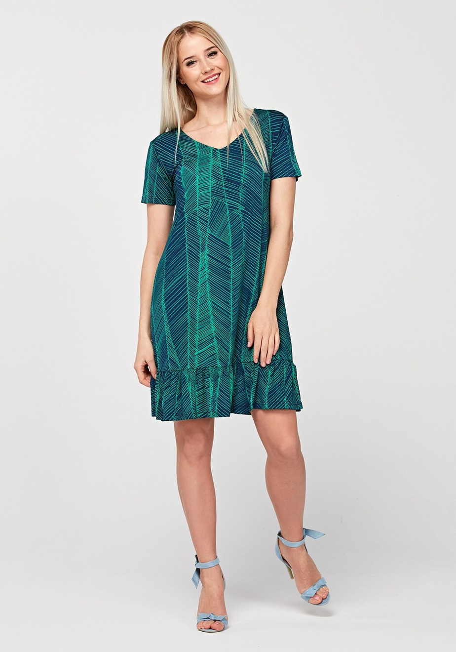 Trapezowa sukienka z falbanką 1555