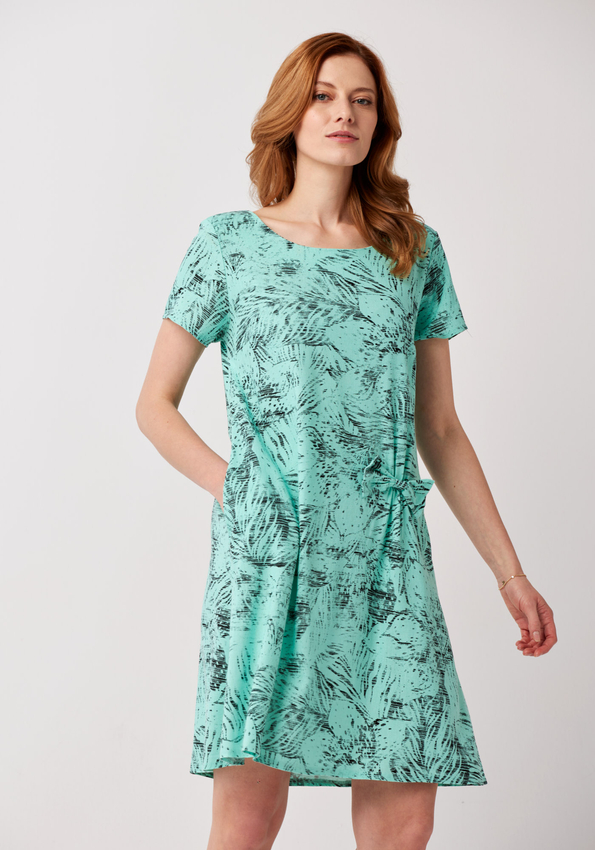 Miętowa sukienka z kokardką 1382