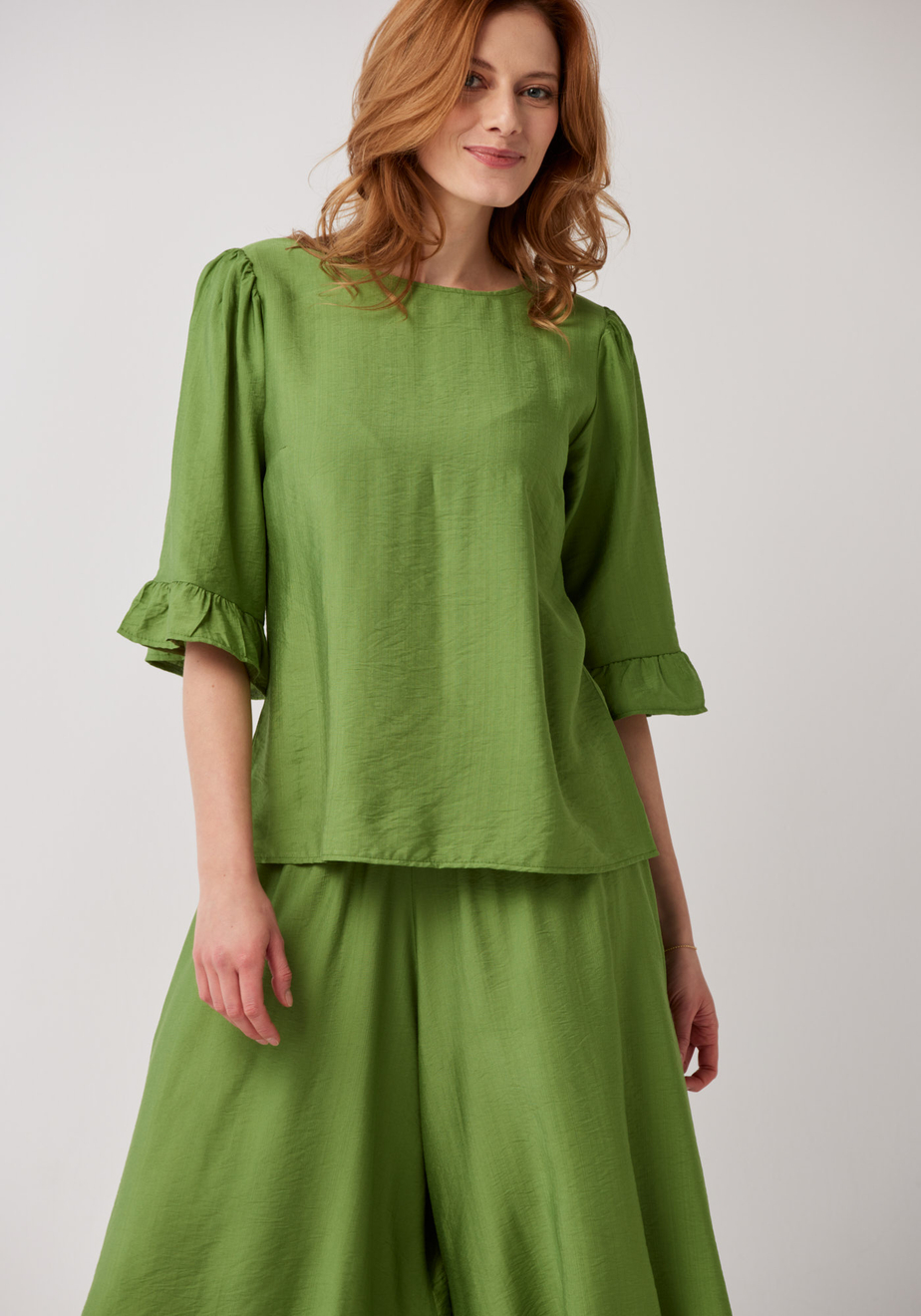 Zielona bluzka z rękawem 3/4 3405