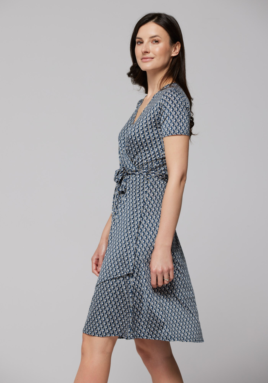 Kopertowa wiązana sukienka 1436