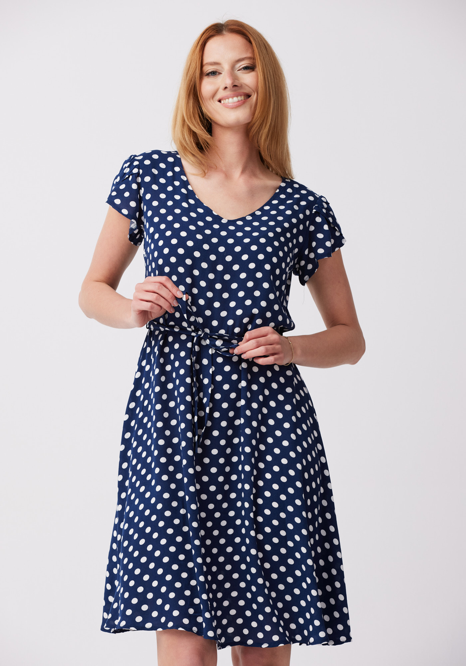 Wiązana sukienka w groszki 1217