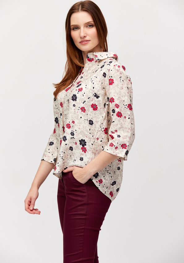 Jasna koszula w czerwone kwiatki 3473