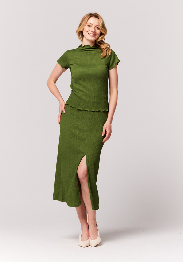 Zielona spódnica z rozcięciem 2008