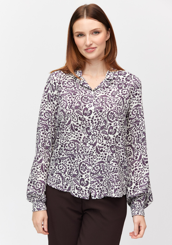 Biała koszula we florystyczny wzór 3418