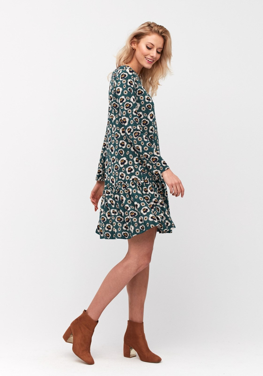 Zielona sukienka w białe maki 1830