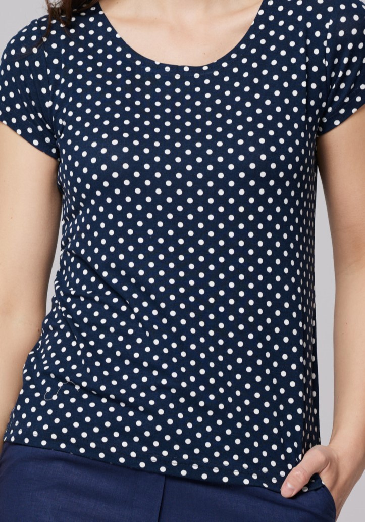 Granatowa bluzka w grochy 3073