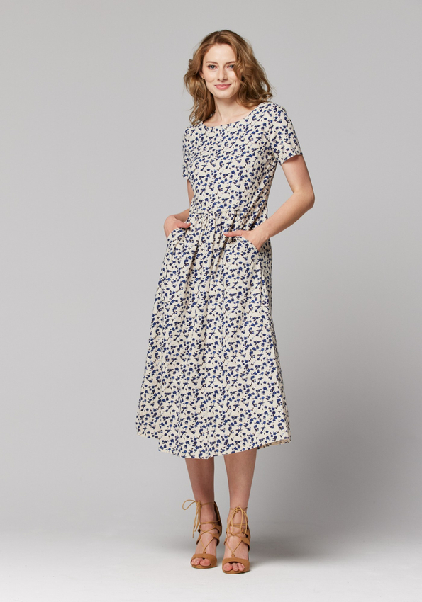 Odcinana lniana sukienka 1359