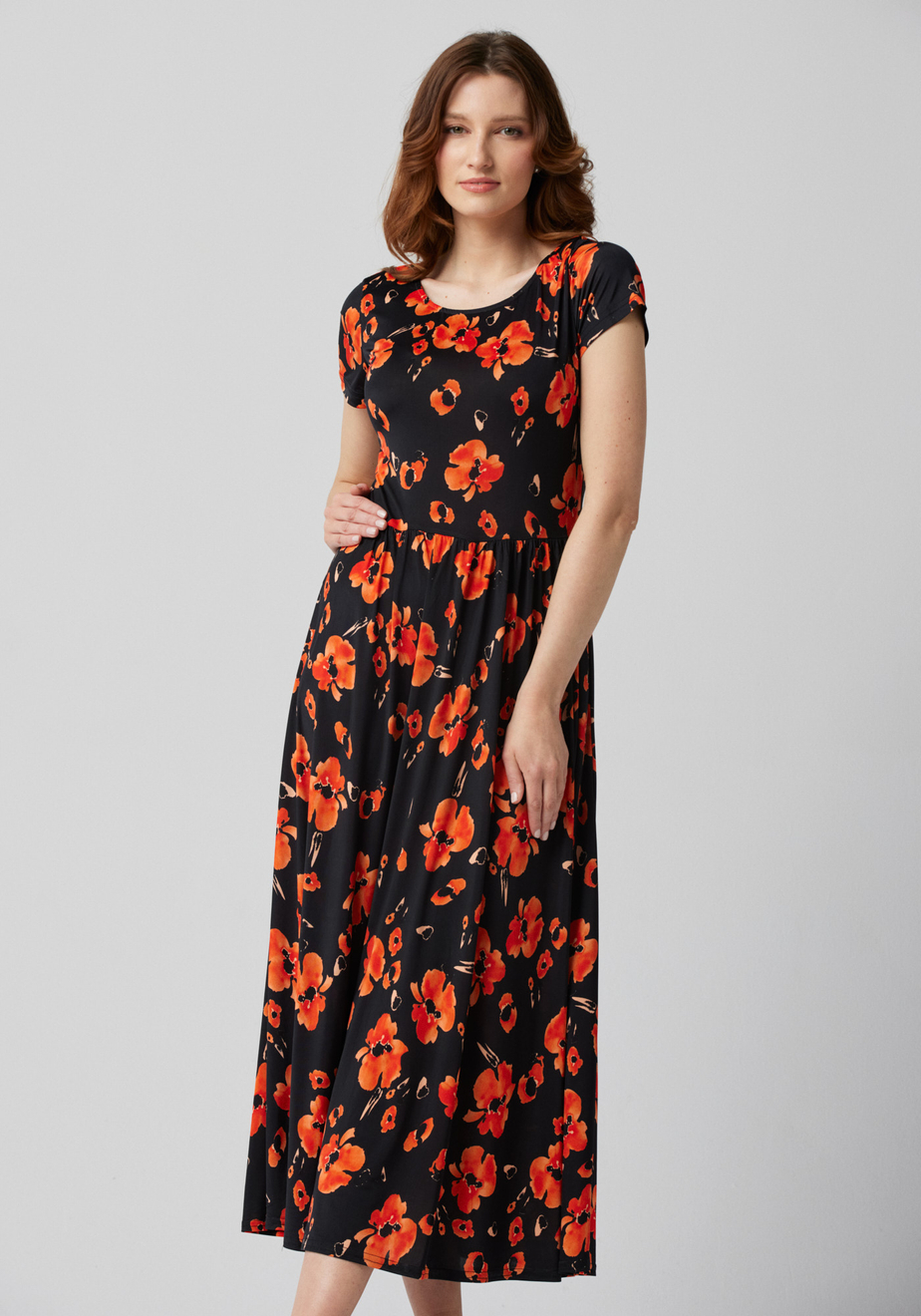 Długa sukienka w czerwone maki 1587