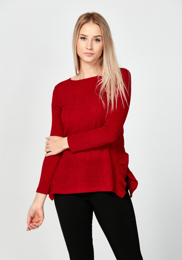 Bordowy sweter z rozcięciami 8968