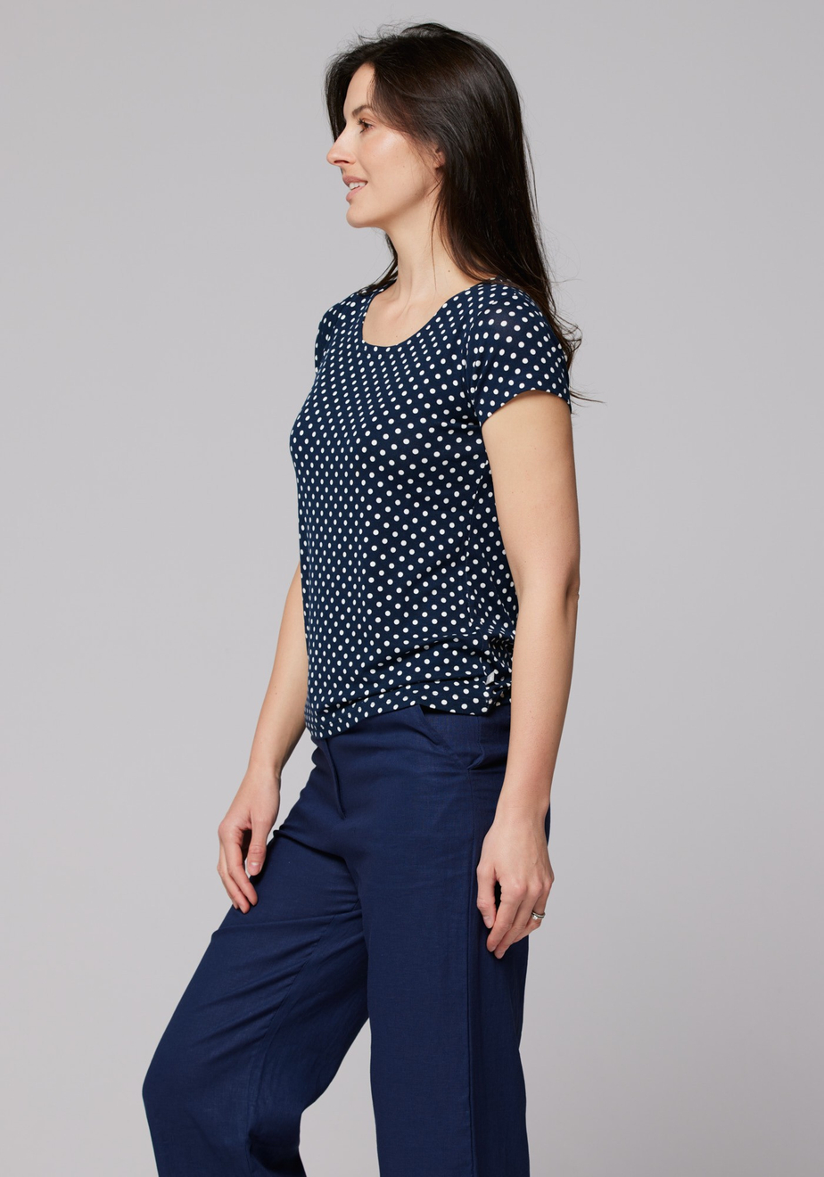 Granatowa bluzka w grochy 3073