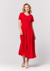 Czerwona odcianana długa sukienka 1461