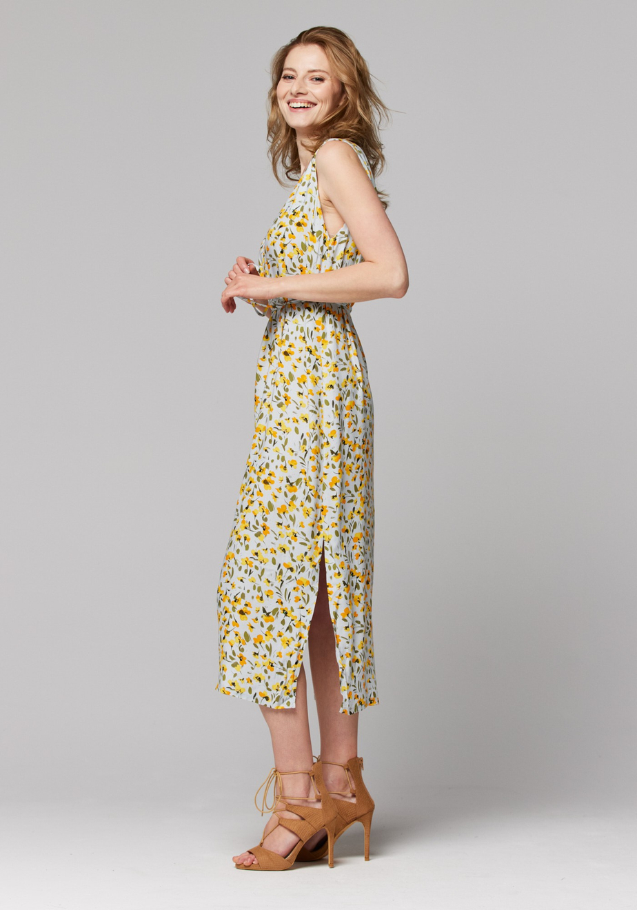 Midi, prosta sukienka z wiązaniem 1121