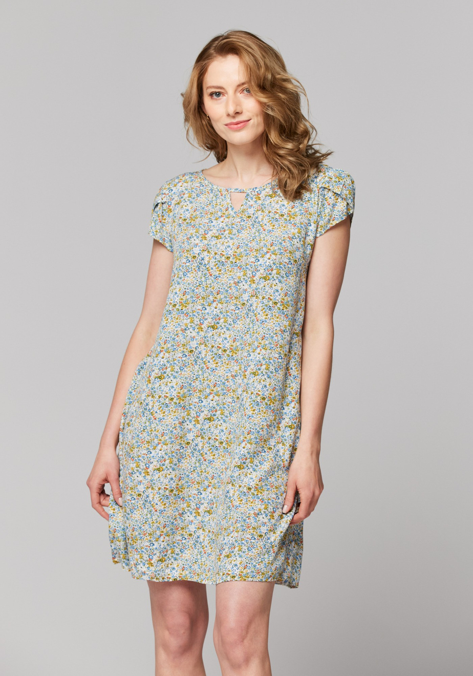 Biała sukienka w drobne kwiatki 1208