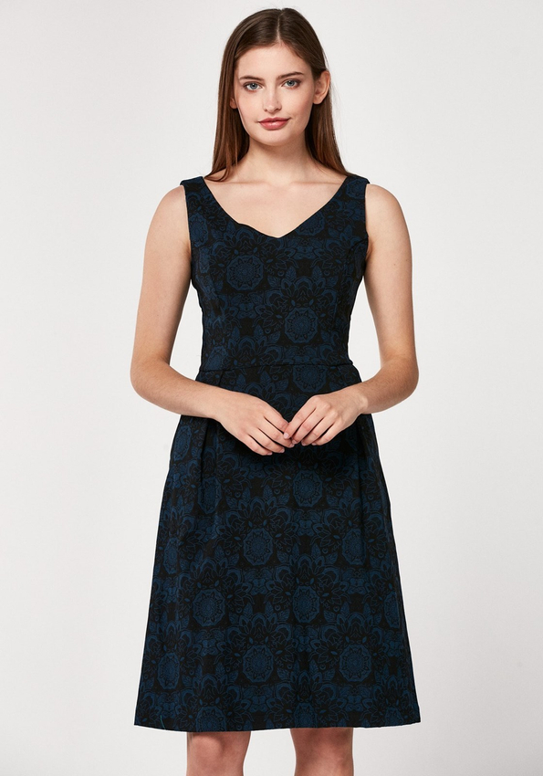 Odcinana granatowa sukienka 1783