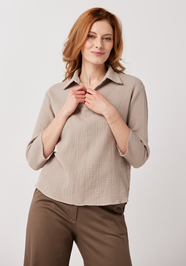 Muślinowa beżowa koszula 3269