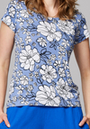 Niebieski top w białe kwiaty 3244