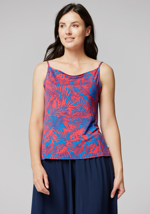 Niebieski top w czerwone liście 3104