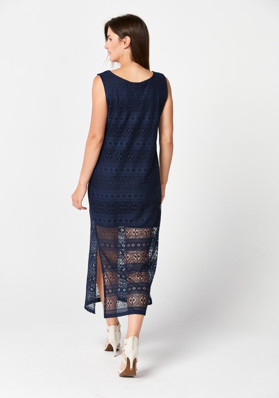 Granatowa sukienka z koronki 1146