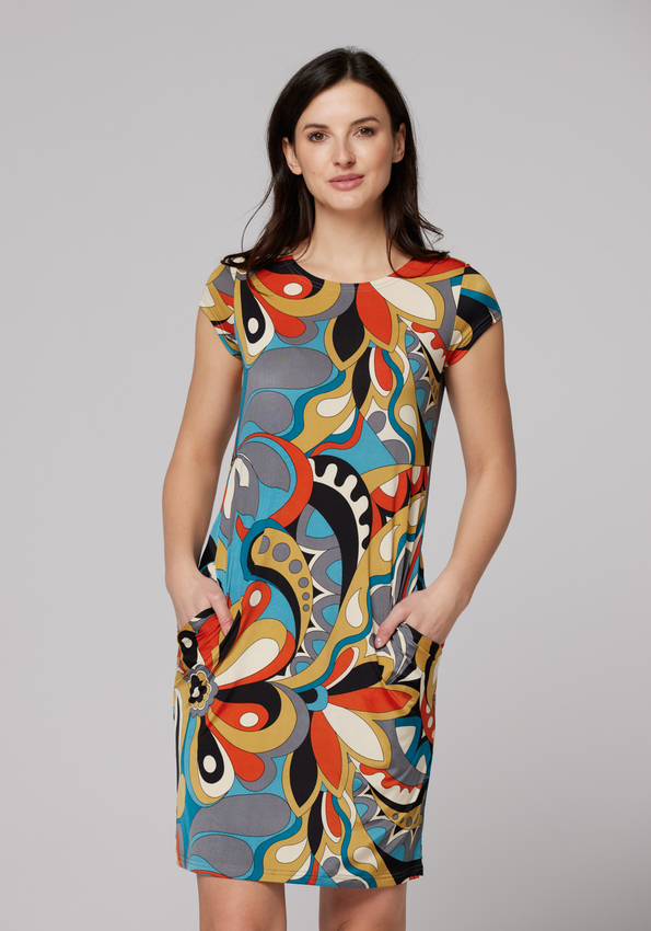 Kolorowa dopasowana sukienka na lato 1407