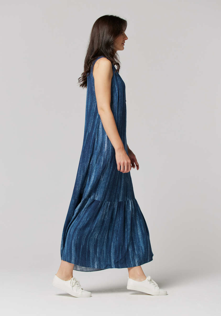 Długa granatowa sukienka 1075