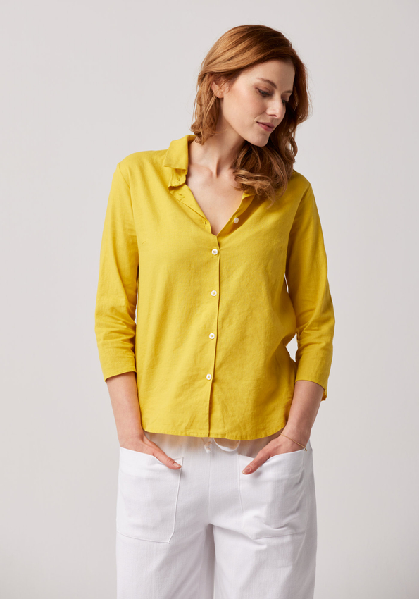 Żółta koszula z lnem 3337