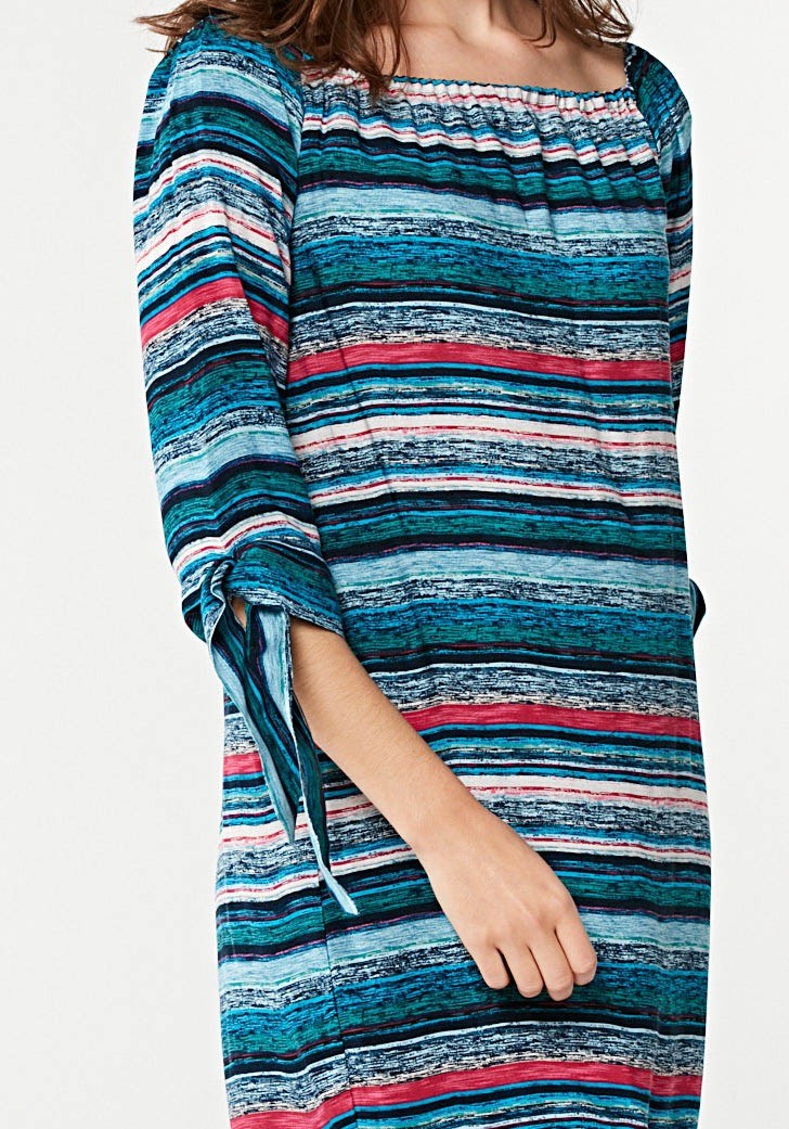 Turkusowa sukienka w paski 1612