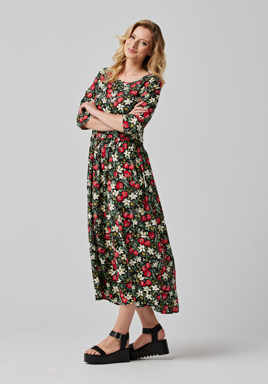 Swobodna sukienka w maki 1034