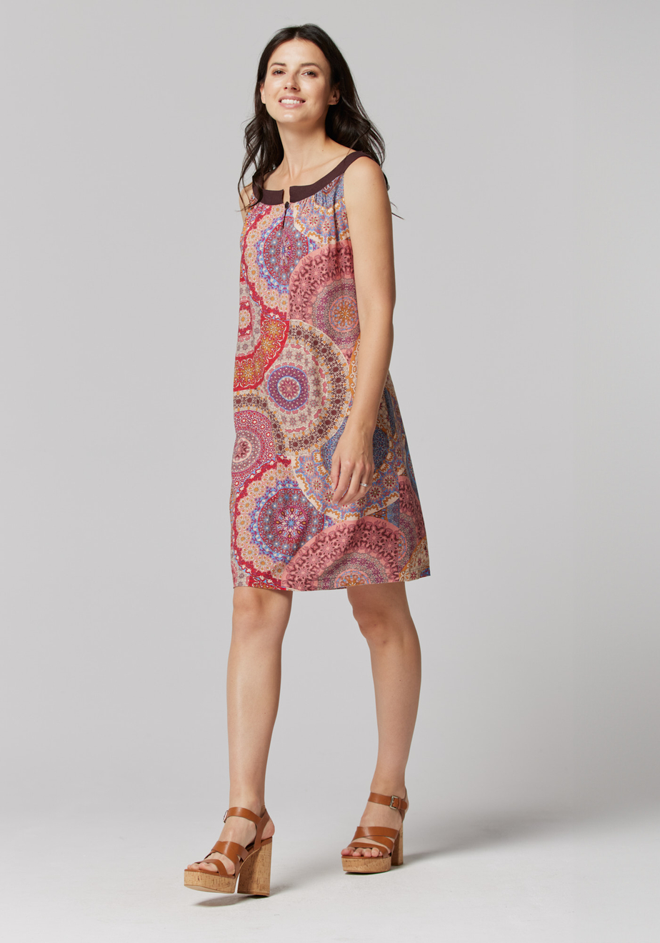 Sukienka z lnem w czerwone rozety 1320