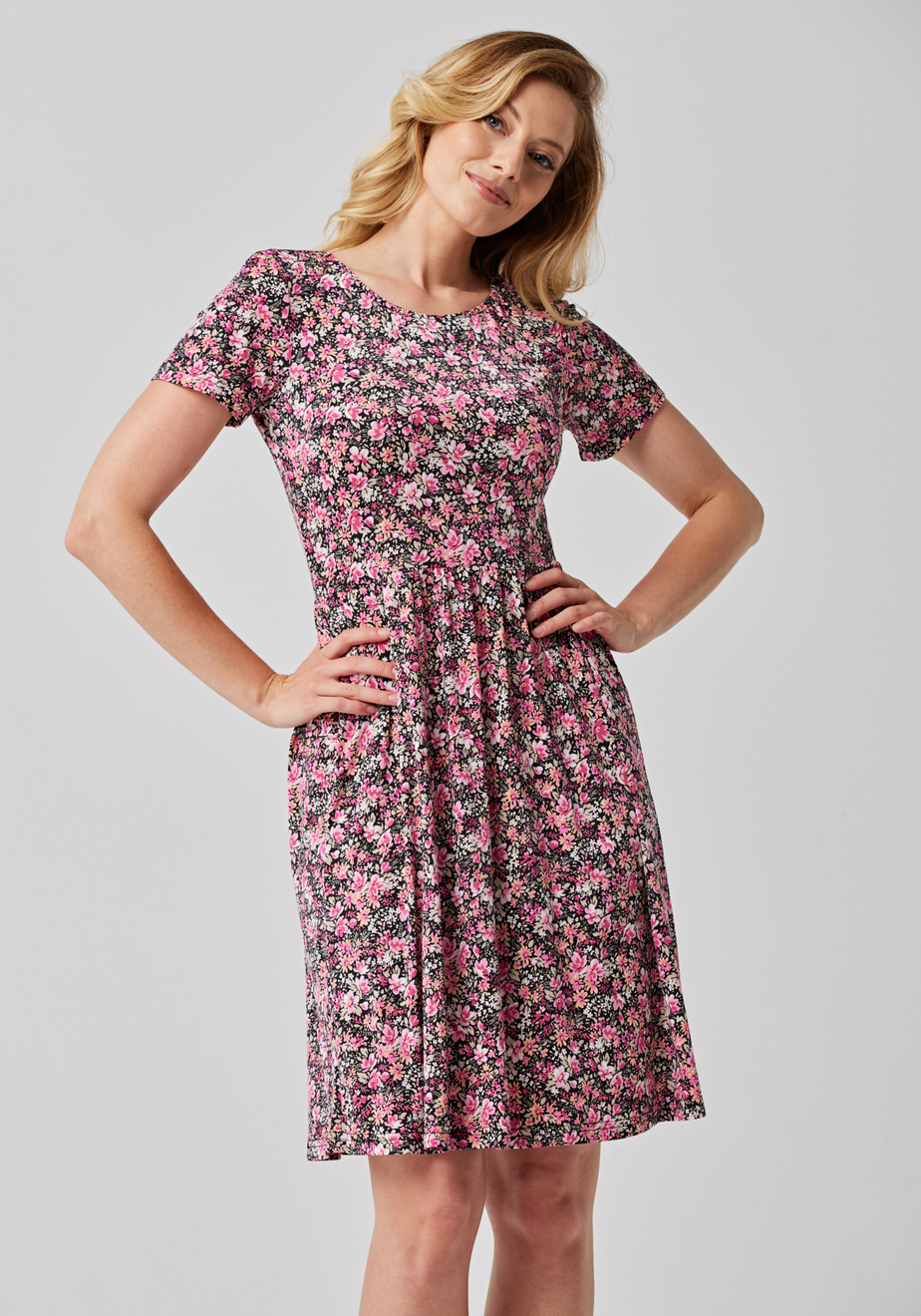 Sukienka w różową łączkę 1282