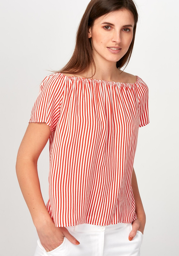 Jasnoczerwona Bluzka w paski 3923