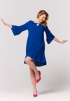 Kobaltowa sukienka z falbaną 1050