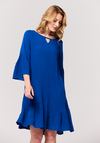Kobaltowa sukienka z falbaną 1050