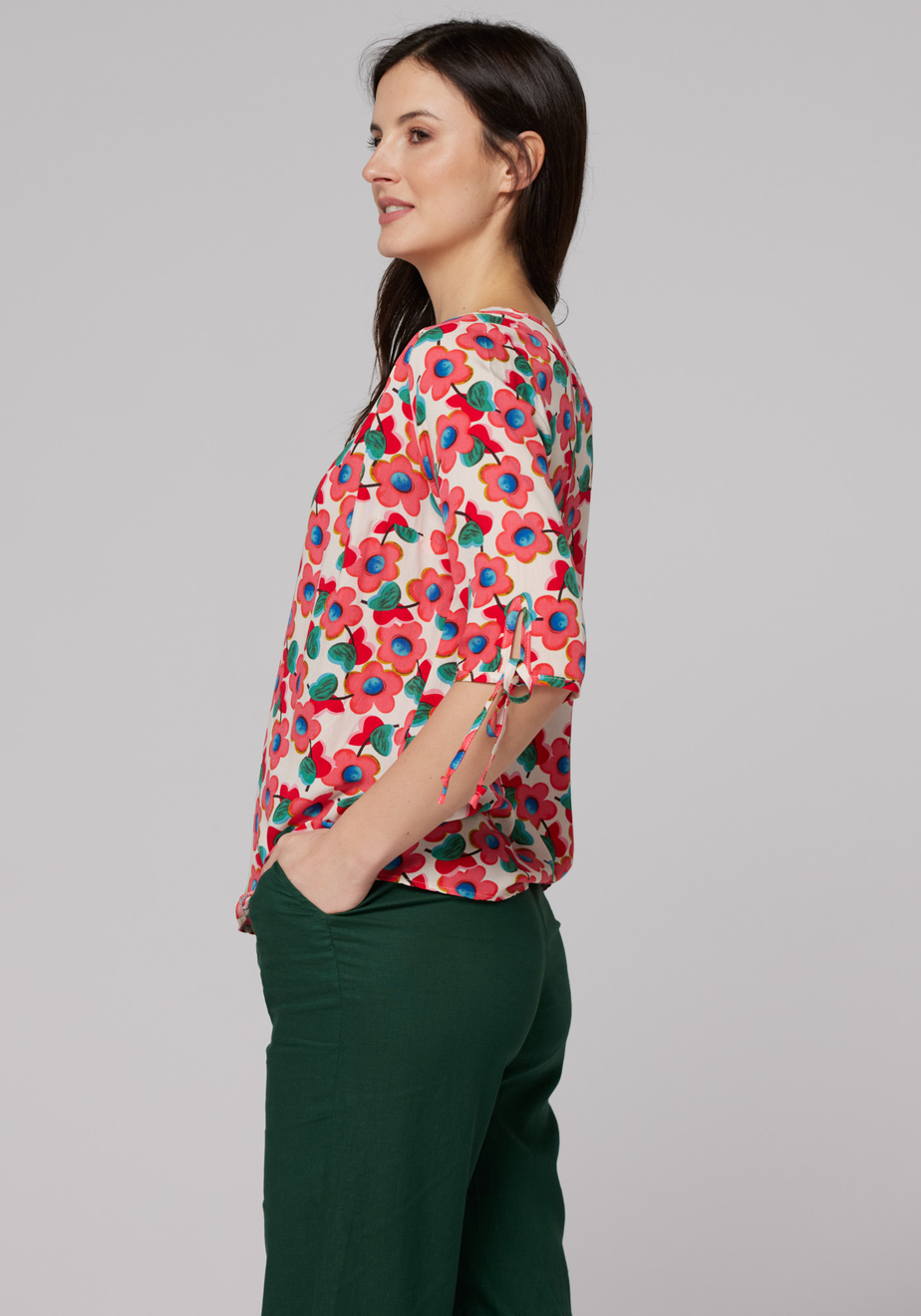 Swobodna bluzka w różowe kwiaty 3009