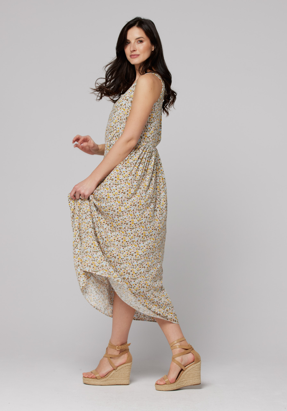 Letnia jasna sukienka w kwiatki 1112