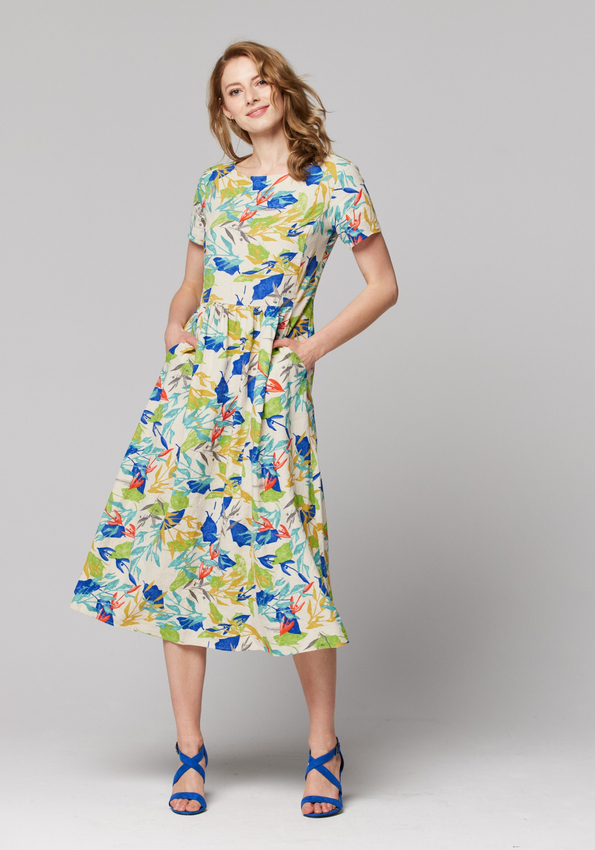 Midi lniana sukienka 1392