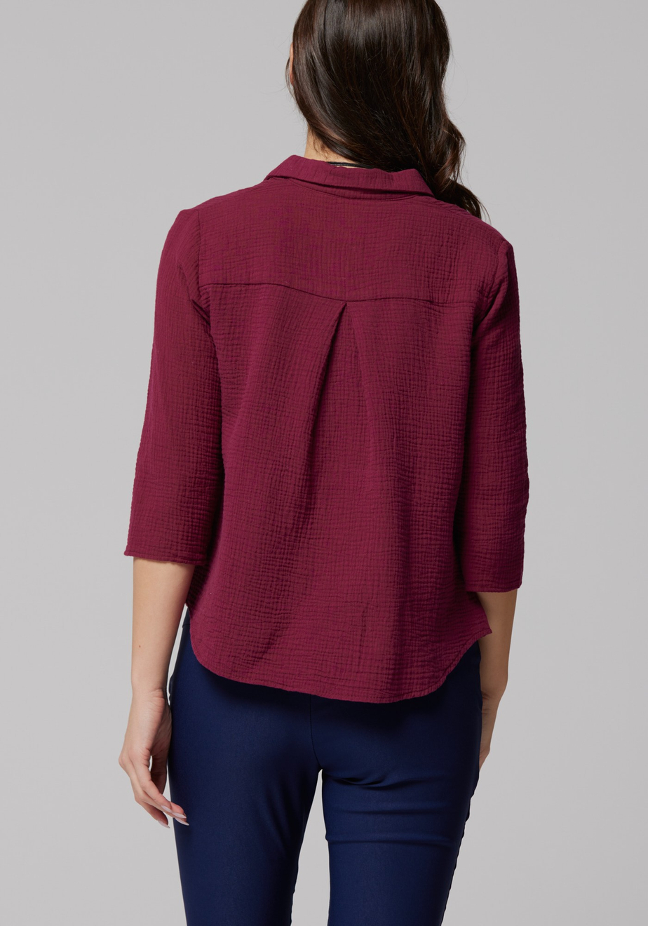 Bordowa muślinowa koszula 3267