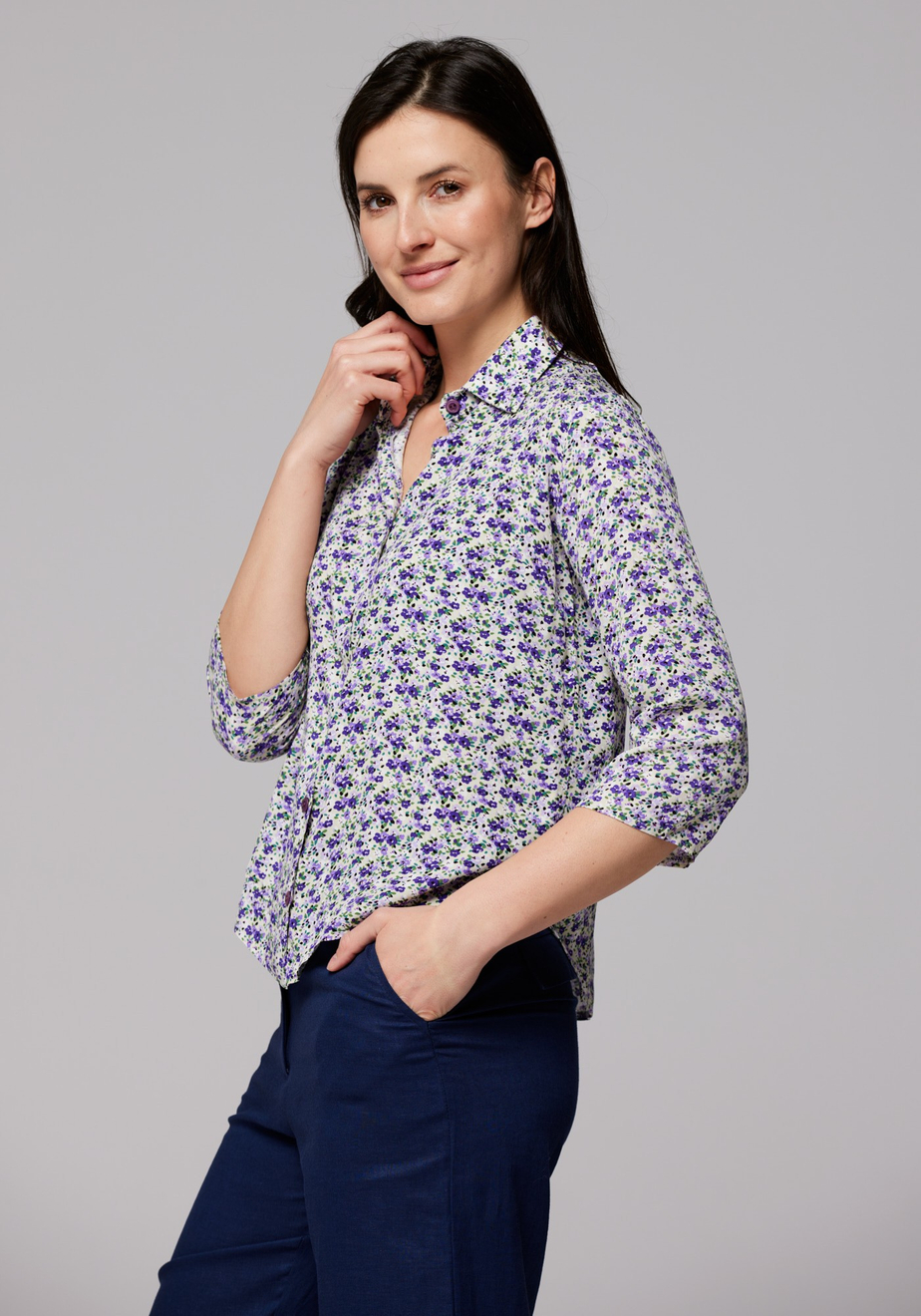 Koszula w fioletowe kwiatuszki 3016