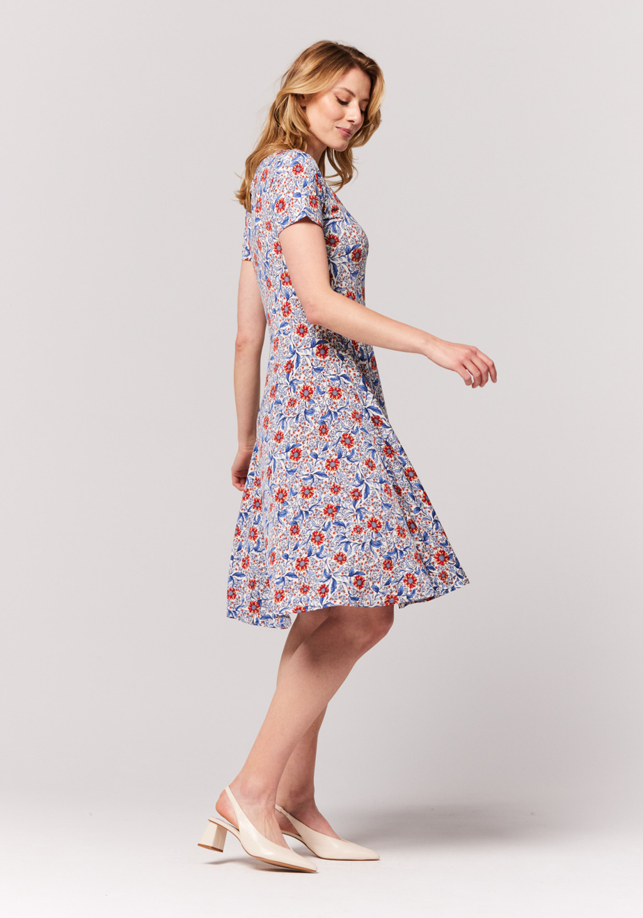 Rozkloszowana sukienka midi w kwiaty 1456