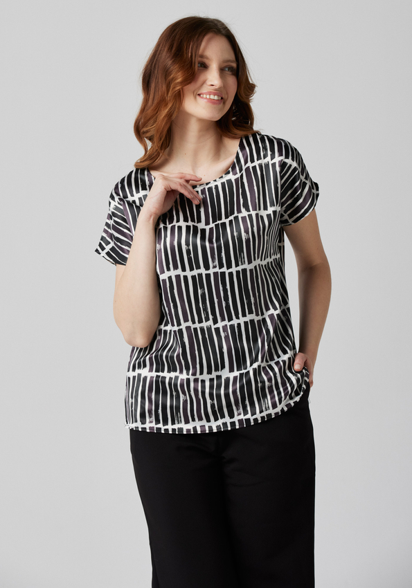 Prosta czarno-biała bluzka 3252