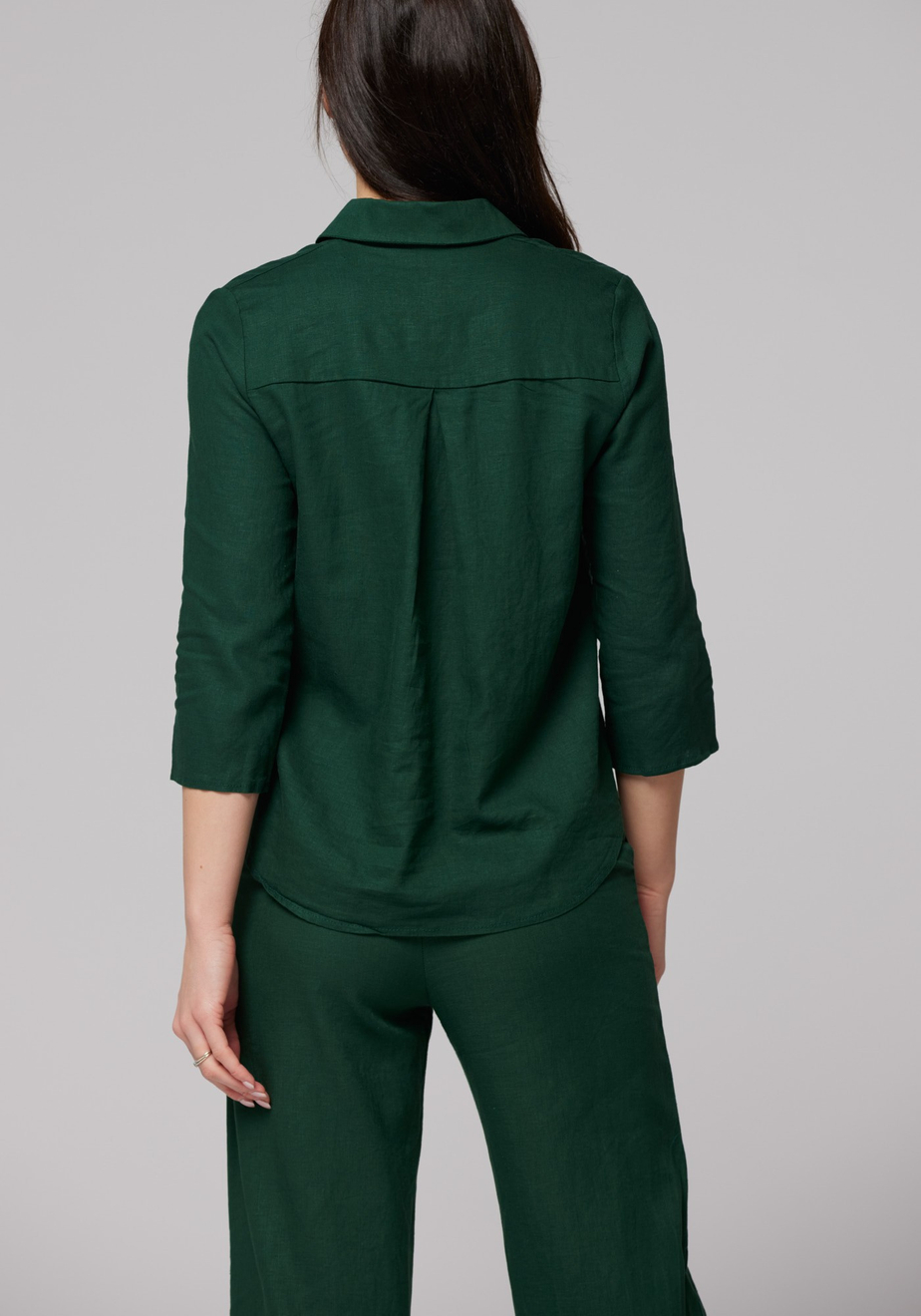 Ciemnozielona lniana koszula 3334