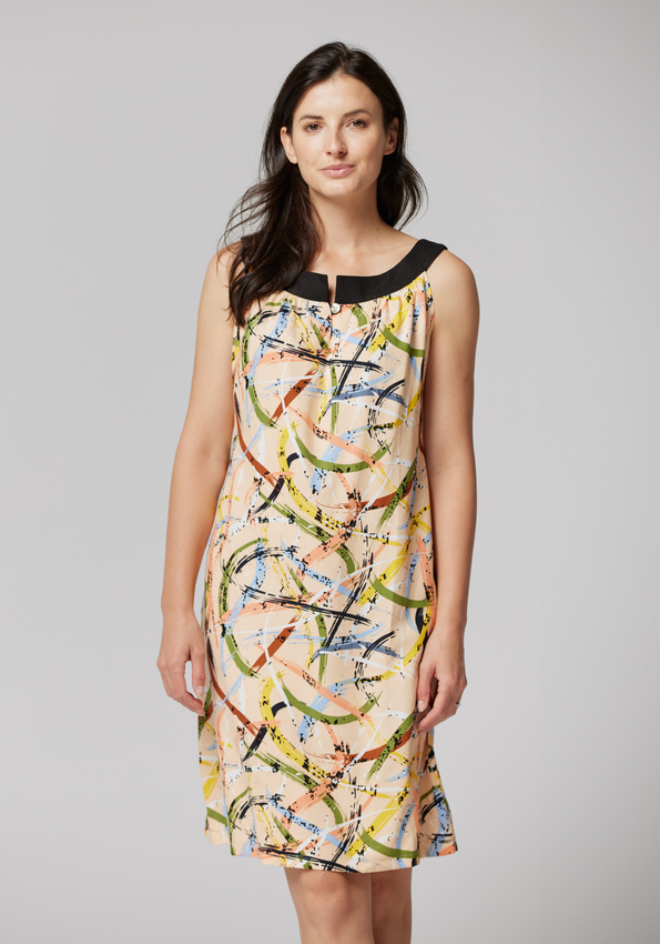 Morelowa sukienka w kolorowe wzory 1325