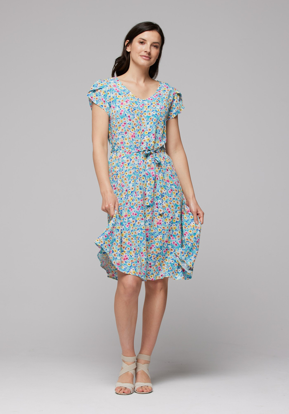 Błękitna wiązana sukienka 1047