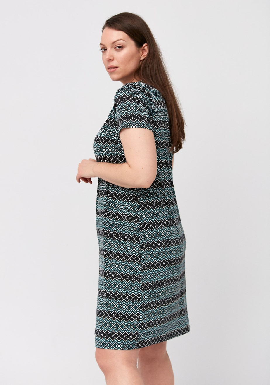 Prosta sukienka w zielony wzór 6013